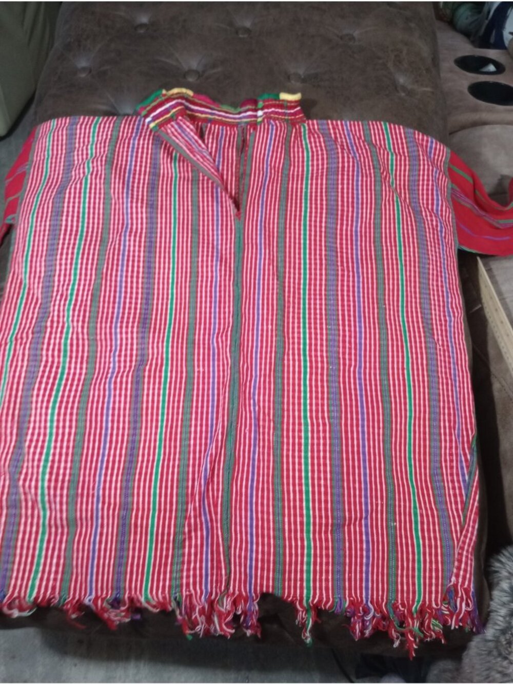 Vintage Guatemalan  Handwoven Shirt  3/4 Sleeves Size L/XL Measurements 25x26